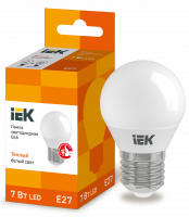Лампа светодиодная LED 7вт E27 тепло-белый матовый шар ECO 	LLE-G45-7-230-30-E27