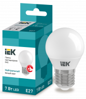 Лампа светодиодная LED 7вт E27 белый матовый шар ECO ИЭК (LLE-G45-7-230-40-E27)