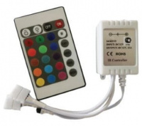 Контроллер для светодиодной ленты RGB 144W 12А  пульт упр. цв.  24 кнопки ( (CRS144ESB)