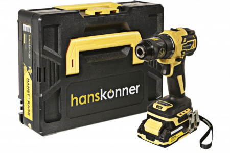 Дрель акк. б/щ 18В, 1BatterySystem, 2*2.0Ач, 65Нм, патрон 13мм, кейс HS, HCD2065BLC Hanskonner