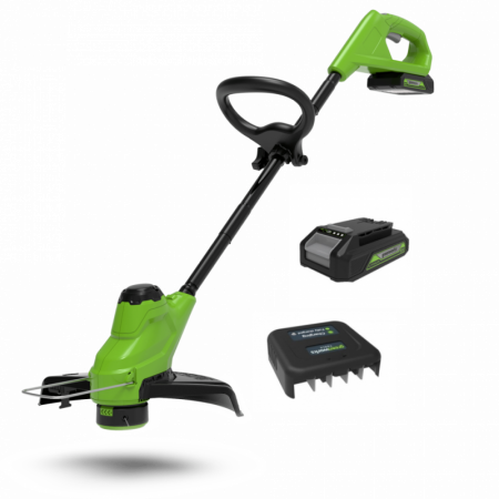 Триммер аккумуляторный Greenworks,  G24LT25 24 V, 25 см,  с АКБ 2АЧ и ЗУ 2107207SA