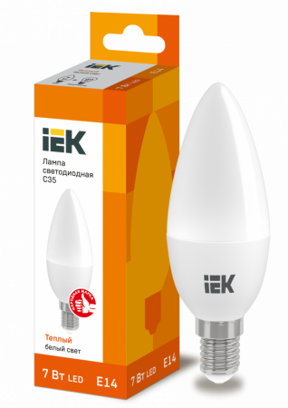 Лампа светодиодная LED 7вт Е14 тепло-белый матовая свеча на ветру ECO (LLE-CВ35-7-230-30-E14)