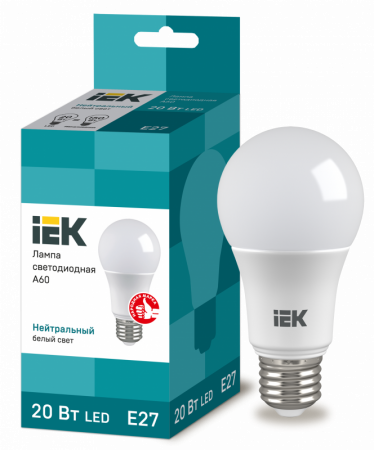 Лампа светодиодная LED 20вт E27 белый ECO ИЭК (LLE-A60-20-230-40-E27)