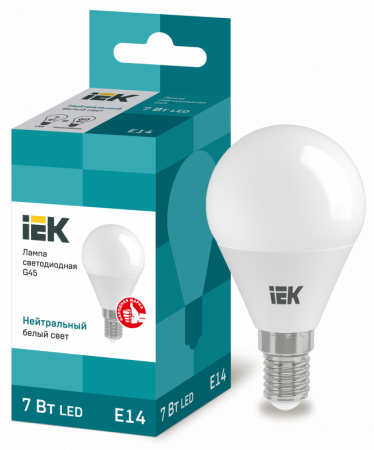 Лампа светодиодная LED 7вт E14 белый матовый шар ECO (LLE-G45-7-230-40-E14)