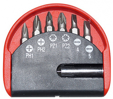 Набор бит с магн. адаптером, 7 пр., TORX. СrV (2619003)
