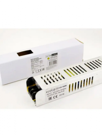 Блок питания для светодиод. ленты Ecola  12V 100W IP20 187*47*37 (интерьерный)  В2N100ESB