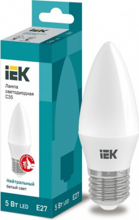 Лампа светодиодная LED 5вт E27 белый матовая свеча ECO LLE-C35-5-230-40-E27