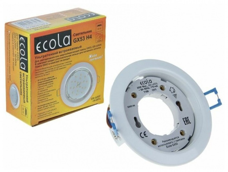 Встр потол свет Ecola GX53 H4 220V GX53 белый 38*106