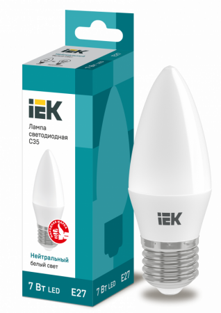 Лампа светодиодная LED 7вт E27 белый матовый свеча ECO (LLE-С35-7-230-40-E27)